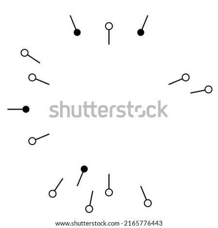 Radial, radiating lines with nodes, nodal points