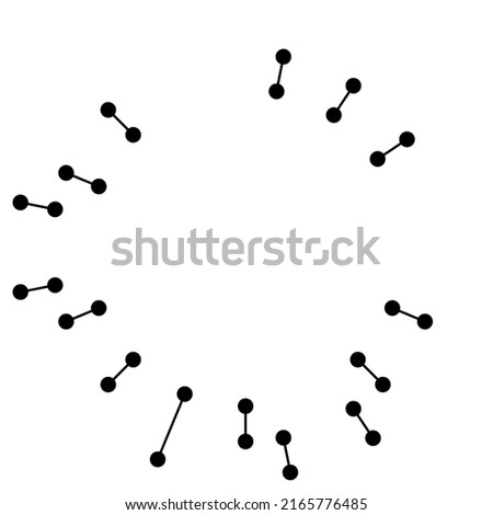 Radial, radiating lines with nodes, nodal points