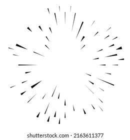 Líneas radiales. Radiación, explosión, tímpano, resplandor y glint efecto. Erupción abstracta, aurora, diseño de efecto aura