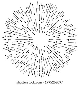 Radial, líneas radiantes, rayas, elemento abstracto para explosión, ráfaga, tema de propagación