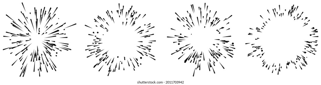 Radial, líneas radiantes, rayas, elemento abstracto para explosión, ráfaga, tema de propagación