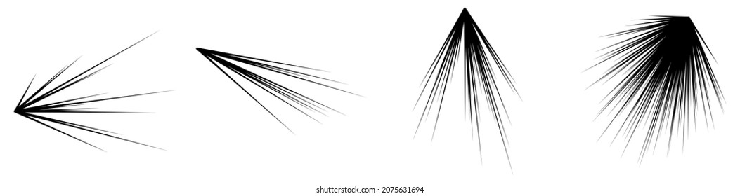 Radial, líneas radiantes, rayas, elemento abstracto para explosión, ráfaga, tema de propagación