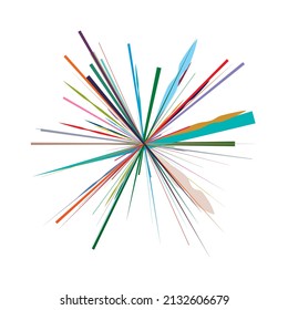 Radial, radiating lines, stripes abstract circular element. Rays, beams starburst, sunburst element. Converging, merging, spreading lines