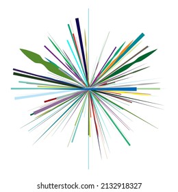 Radial, radiating lines, stripes abstract circular element. Rays, beams starburst, sunburst element. Converging, merging, spreading lines