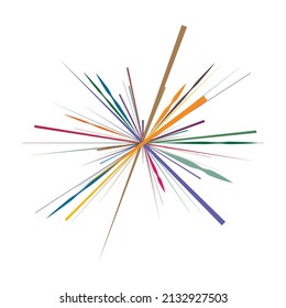 Radial, radiating lines, stripes abstract circular element. Rays, beams starburst, sunburst element. Converging, merging, spreading lines