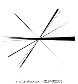 Radial, radiating lines, stripes abstract circular element. Rays, beams starburst, sunburst element. Converging, merging, spreading lines