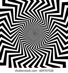 Radial, radiating lines with wavy, zigzag distortion