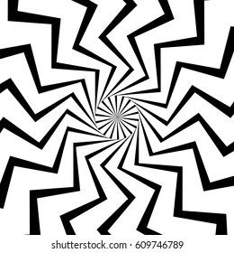 Radial, radiating lines with wavy, zigzag distortion