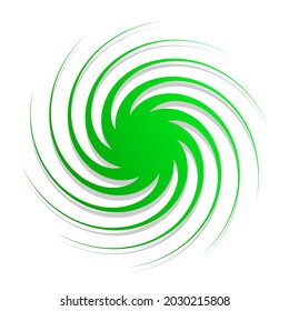 Radial, radiating spiral, swirl, twirl element shape