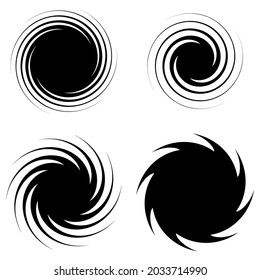 Radial, radiating spiral, swirl, twirl element shape