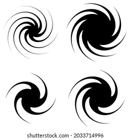 Radial, radiating spiral, swirl, twirl element shape