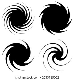 Radial, radiating spiral, swirl, twirl element shape