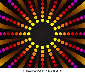 radial rainbow dot on black background