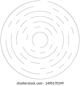 Radial ray, beam lines. Circular radiation stripes pattern. Gleam, sparkle effect. Glaze, flare design. Sunburst, starburst concentric lines as radiance, glitter illustration
