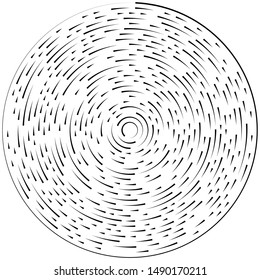 Radial ray, beam lines. Circular radiation stripes pattern. Gleam, sparkle effect. Glaze, flare design. Sunburst, starburst concentric lines as radiance, glitter illustration