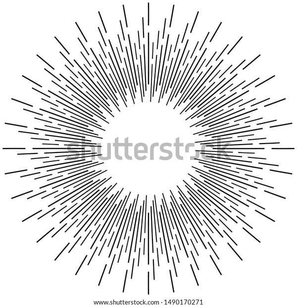 放射状の光線 梁の線 円形放射線縞模様 グリアム きらめく効果 グレーズ フレアデザイン サンバースト 同心円状の線を輝きとして 輝くイラスト のベクター画像素材 ロイヤリティフリー