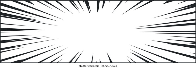 Explosión de rayos radiales Ilustración vectorial en blanco y negro