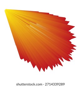 Radial ray graphic. Gradient mesh element. Orange red Vector. Abstract dynamic shape. EPS 10.