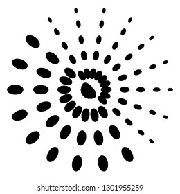 Radial ray start black design element halftone template isolated on white vector background sign symbol icon