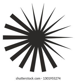 Radial ray start black design element halftone template isolated on white vector background sign symbol icon
