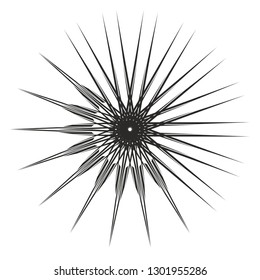 Radial ray start black design element halftone template isolated on white vector background sign symbol icon