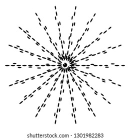 Radial ray start black design element halftone template isolated on white vector background round sign symbol icon