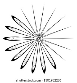 Radial ray start black design element halftone template isolated on white vector background round sign symbol icon