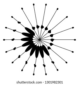 Radial ray start black design element halftone template isolated on white vector background round sign symbol icon
