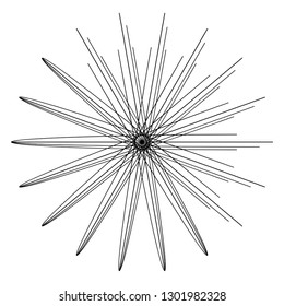 Radial ray start black design element halftone template isolated on white vector background round sign symbol icon