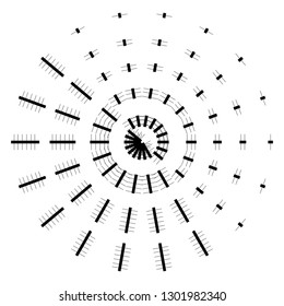 Radial ray start black design element halftone template isolated on white vector background round sign symbol icon
