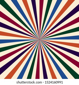 Radial Rays Background. Retro Colorful Sunburst Background. Vector Illustration
