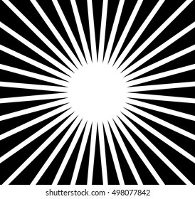 Radial rays, beams. Abstract monochrome background. Circular radiating lines pattern.