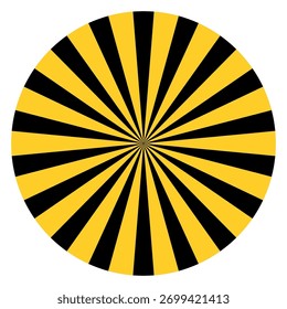 Radial rays black yellow warning line striped background warning careful potential danger
