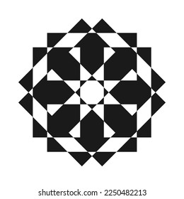 Radial rectangle shapes, negative space icon. A circular group of rectangular shapes. Isolated on a white background.