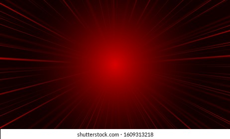 Radial red colour zoom speed lines vector abstract background