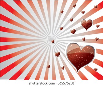 radial red hearts illustration