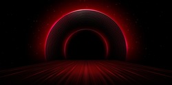 Rotes Licht Durch Den Tunnel Strahlend In Der Dunkelheit Für Druckvorlagen, Werbematerialien, E-Mail-Newsletter, Header-Netze, E-Commerce-Schilder Shopping, Werbegeschäft