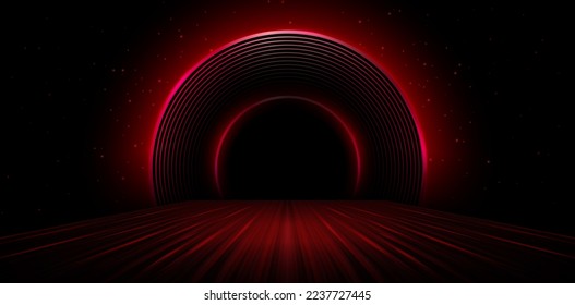 Radial red light through the tunnel glowing in the darkness for print designs templates, Advertising materials, Email Newsletters, Header webs, e commerce signs retail shopping, advertisement business - Shutterstock ID 2237727445