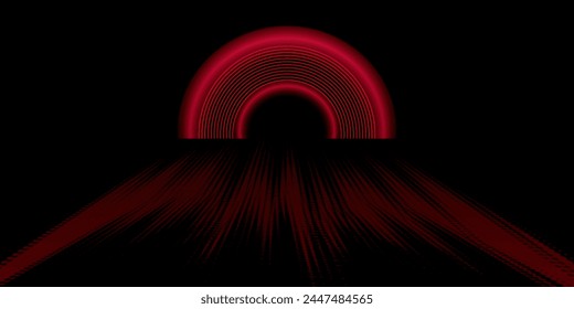 Radial red light through the tunnel glowing in the darkness for print designs templates, Advertising materials, Email Newsletters, Header webs, e commerce signs retail shopping, advertisement business