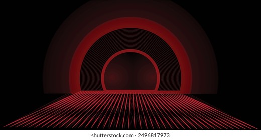 Radial red light through the tunnel glowing in the darkness for print designs templates, Advertising materials, Email Newsletters, Header webs, e commerce signs retail shopping, advertisement business