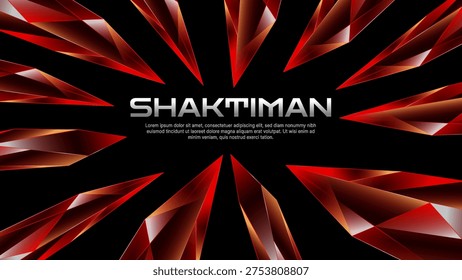 Radial Red Polygon Explosion Background - Futuristic Crystal Shards Energy Design