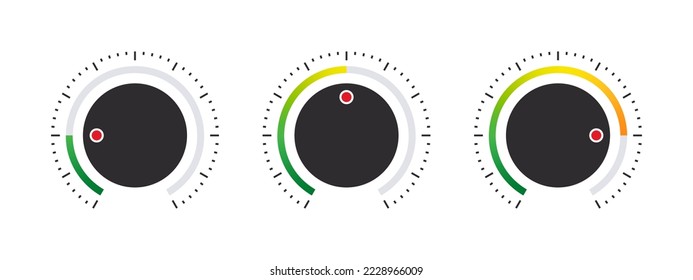 Radial regulator. Adjustment dial. Control knob or round dial regulator. Vector illustration