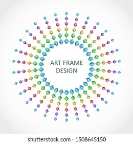 Radial rhombus in circle form. Fireworks explosion background. Circular design element. Abstract geometric star rays. Design element for medical, treatment, cosmetic emblem
