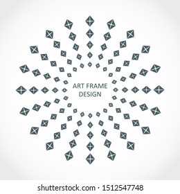 Radial rhombus in circle form. Fireworks explosion background. Circular design element. Abstract geometric star rays. Design element for medical, treatment, cosmetic emblem