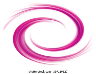 Radial rippled curvy backdrop with glowing white center. Twirl fluid pink surface