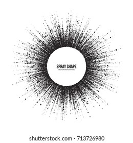 Radial Scatter Abstract Vector Round Particles on White Background. Exploding Effect. Hand Made Texture Grunge Art Illustration