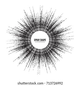 Radial Scatter Abstract Vector Round Particles on White Background. Exploding Effect. Hand Made Texture Grunge Art Illustration