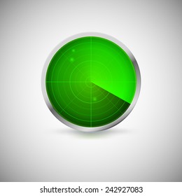 Radial screen of green color with targets. Vector icon for your business