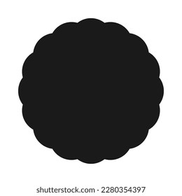 Radial semicircles scallop shape silhouette icon. A circular symbol with scalloped edges. Isolated on a white background.