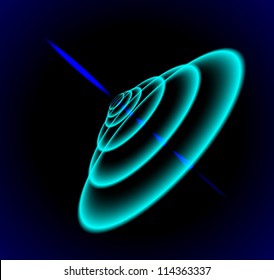 Radial Sonar Waves From Blue Ray In The Dark